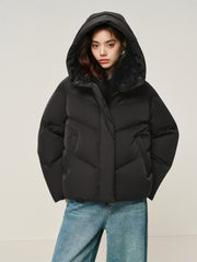 Women's Down Jacket with Detachable Fox Fur Collar