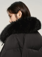Women's Down Jacket with Detachable Fox Fur Collar
