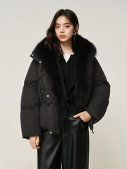 Women's Down Jacket with Detachable Fox Fur Collar