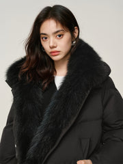 Women's Down Jacket with Detachable Fox Fur Collar