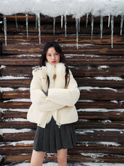 Women's Down Jacket with Detachable Fox Fur Collar