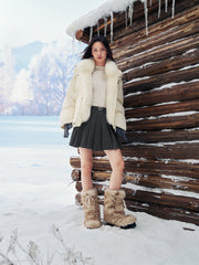Women's Down Jacket with Detachable Fox Fur Collar