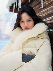 Women's Down Jacket with Detachable Fox Fur Collar