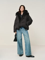 Women's Down Jacket with Detachable Fox Fur Collar