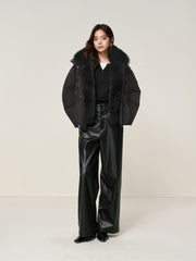 Women's Down Jacket with Detachable Fox Fur Collar