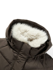 Women's Long Down Coat with Detachable Fox Fur Collar