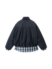 Women's Casual Lightweight Blue  Faux-Layer Down Jacket