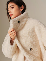 Women's Oversized Curly Pure Wool Coat