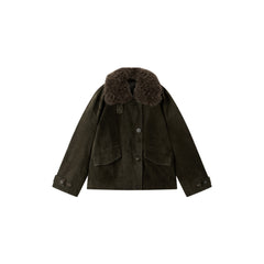 Women's Vintage Goose Down Jacket with Detachable Fur Collar