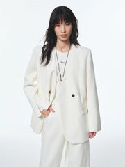 Women's V-Neck Blazer with Detachable Belt