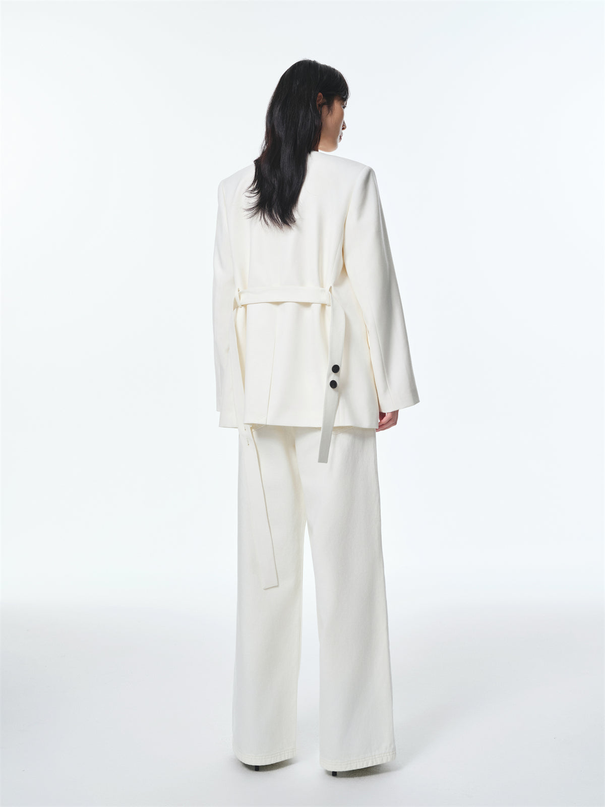 Women's V-Neck Blazer with Detachable Belt