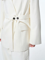 Women's V-Neck Blazer with Detachable Belt