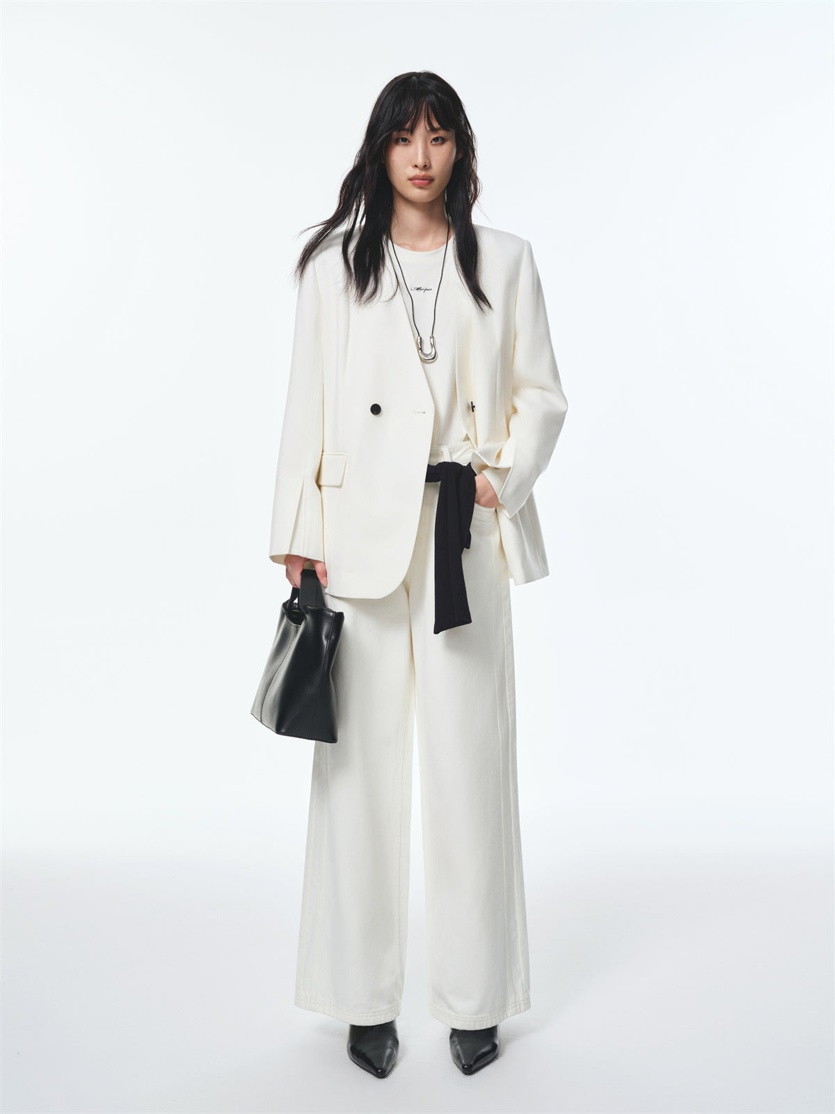 Women's V-Neck Blazer with Detachable Belt