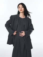 Women's Grey Peak-Lapel Blazer