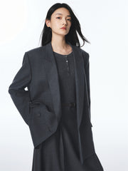 Women's Grey Peak-Lapel Blazer