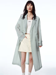 Women's Textured Acetate-Blend Lightweight Trench Jacket