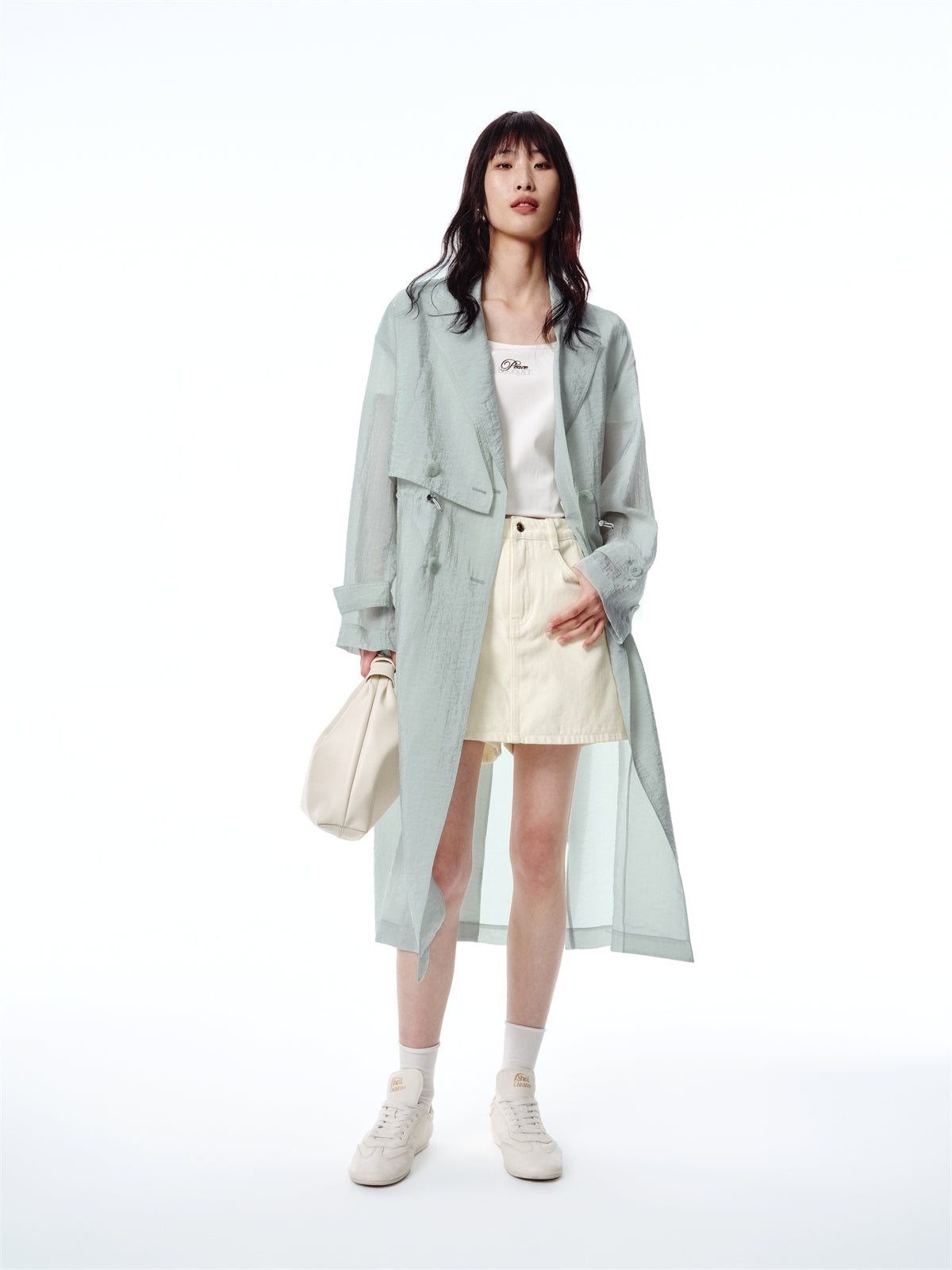 Women's Textured Acetate-Blend Lightweight Trench Jacket