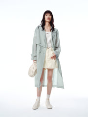 Women's Textured Acetate-Blend Lightweight Trench Jacket