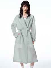Women's Textured Acetate-Blend Lightweight Trench Jacket