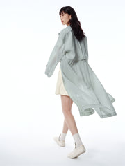 Women's Textured Acetate-Blend Lightweight Trench Jacket