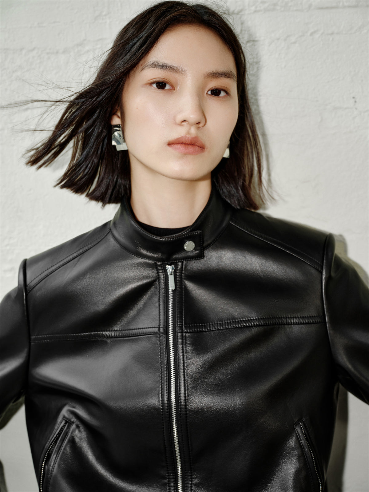 Women's Cropped Moto-Style PU Jacket