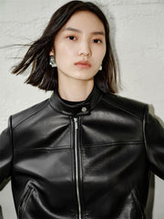 Women's Cropped Moto-Style PU Jacket