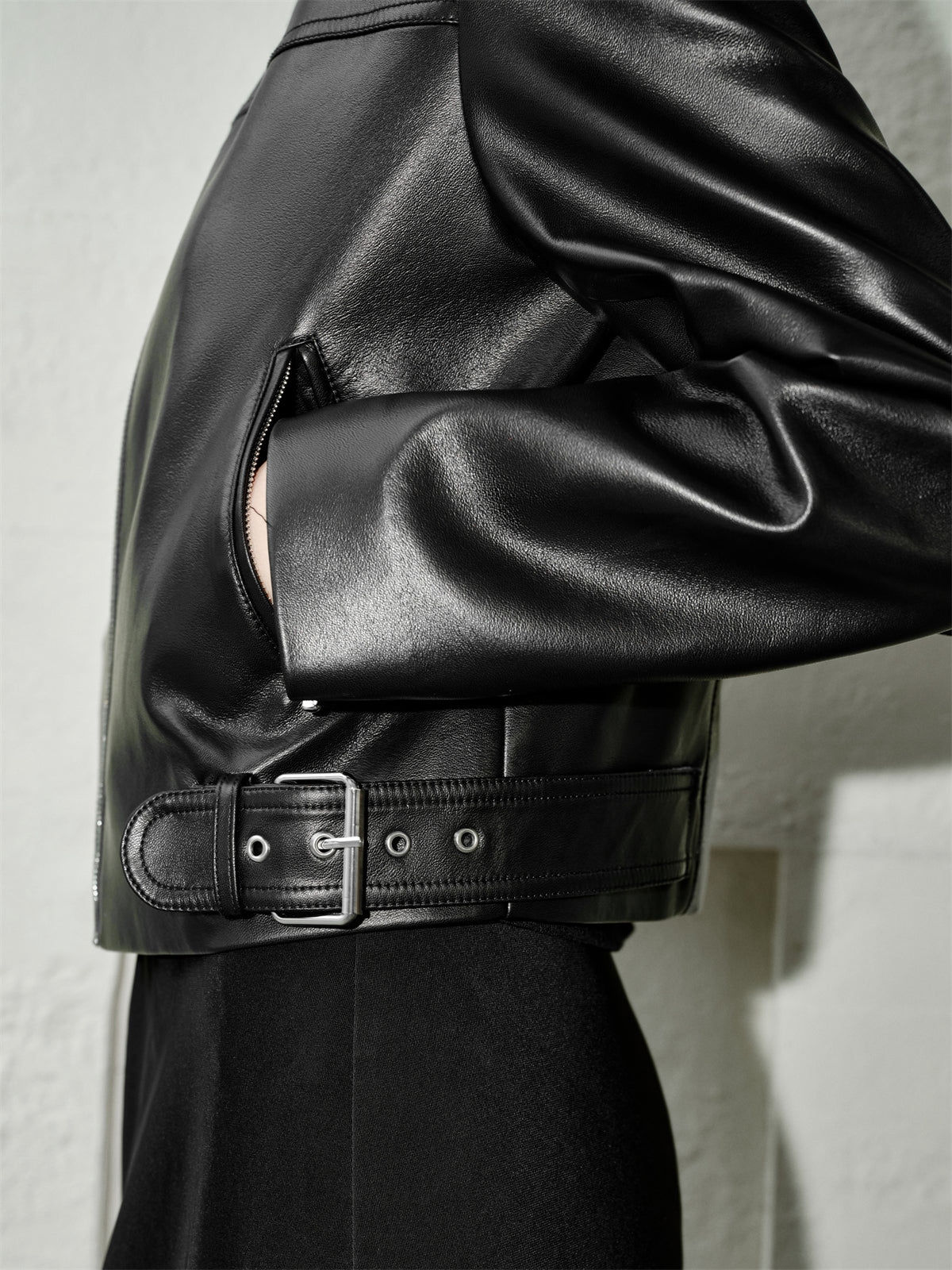 Women's Cropped Moto-Style PU Jacket