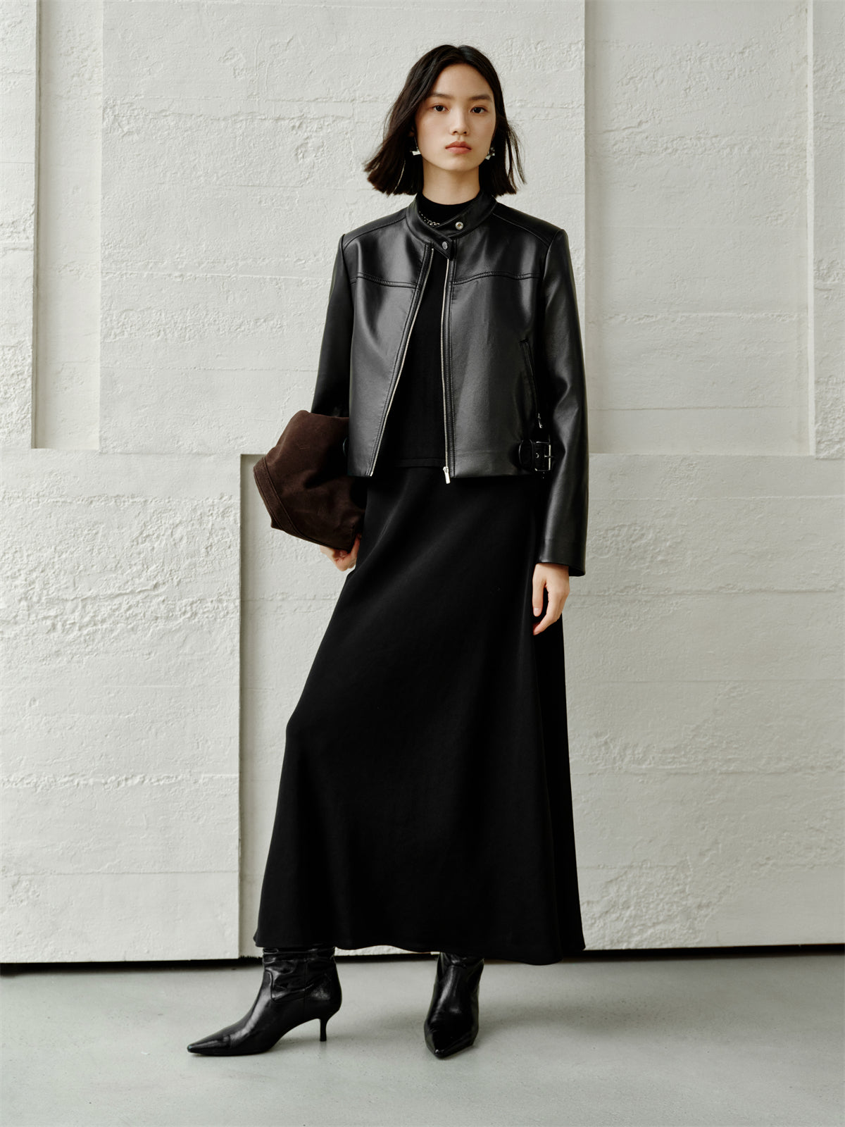Women's Cropped Moto-Style PU Jacket