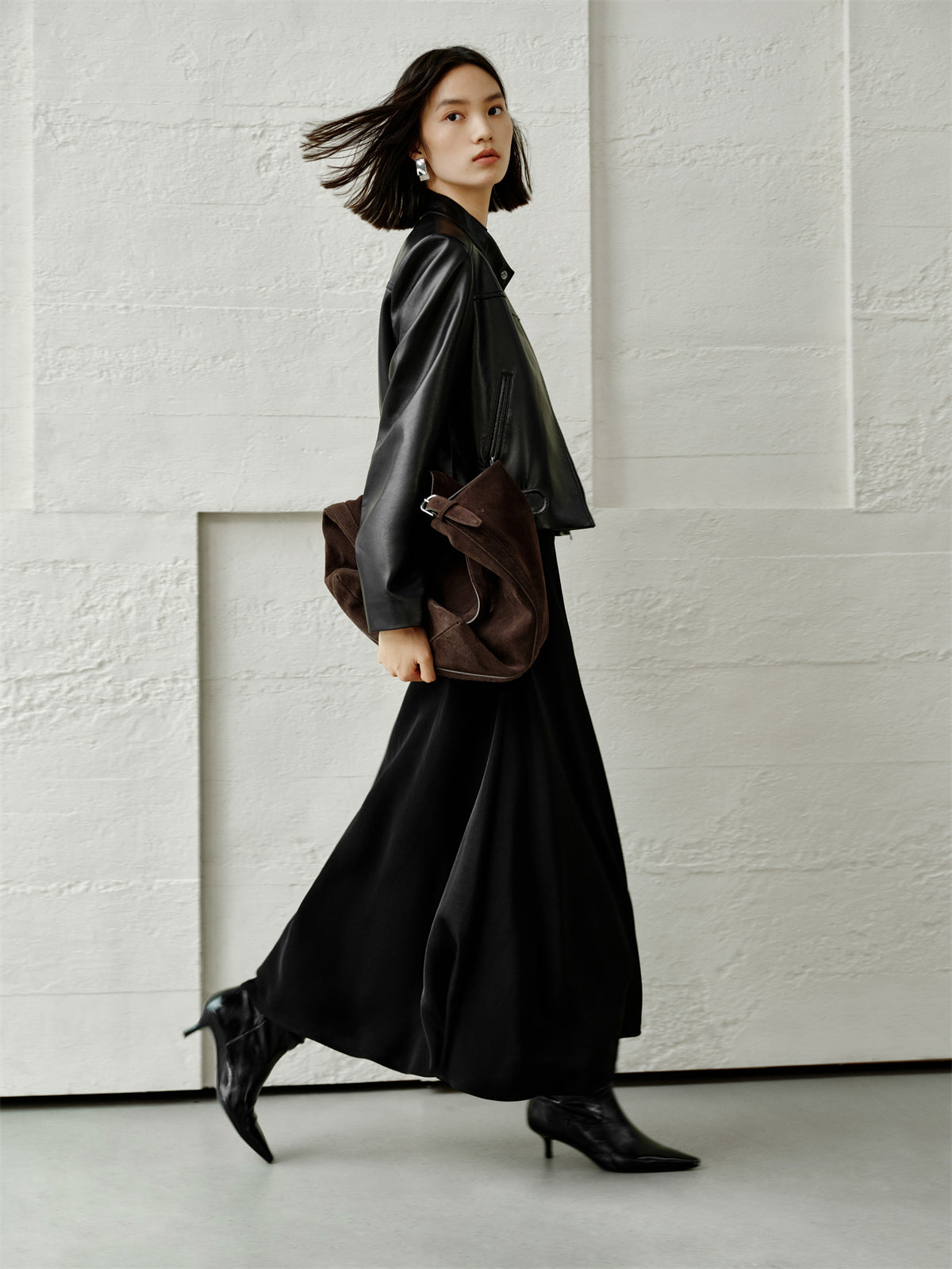 Women's Cropped Moto-Style PU Jacket