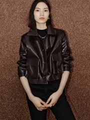 Women's Cropped Waxed PU Jacket