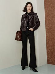 Women's Cropped Waxed PU Jacket