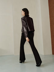 Women's Cropped Waxed PU Jacket