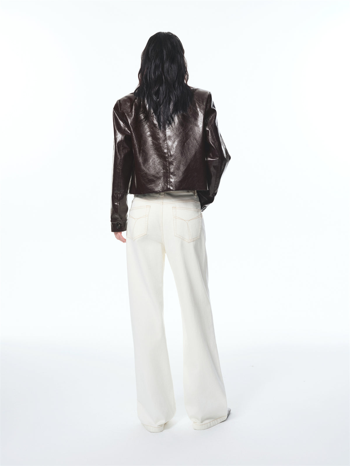 Women's Cropped Waxed PU Jacket