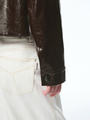 Women's Cropped Waxed PU Jacket