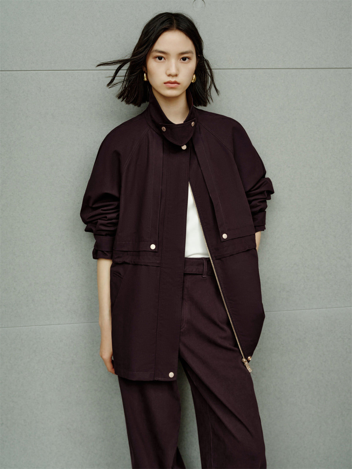 Women's Barn-Style Longline Trench Coat