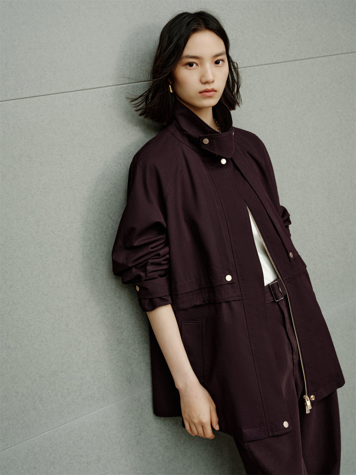 Women's Barn-Style Longline Trench Coat