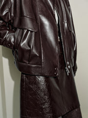 Women's Textured PU Oversized Jacket