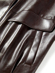 Women's Textured PU Oversized Jacket