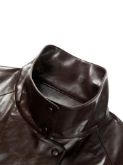 Women's Textured PU Oversized Jacket