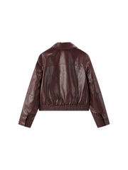 Women's Edgy Cropped Metallic PU Jacket