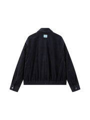 Women's Commuter Navy Plaid-Panel Corduroy Jacket
