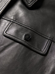 Women's Textured Oversized Leather Jacket