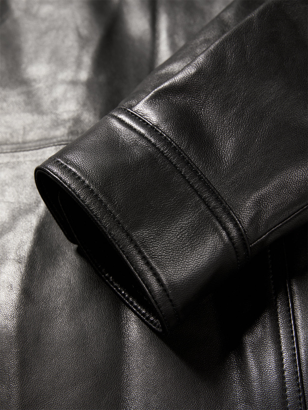Women's Textured Oversized Leather Jacket