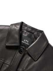 Women's Textured Oversized Leather Jacket