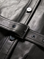 Women's Textured Oversized Leather Jacket