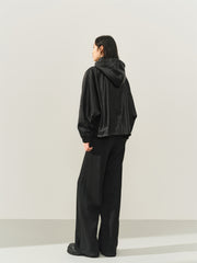Women's Oversized Street-Style Hooded Leather Jacket