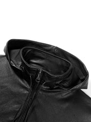 Women's Oversized Street-Style Hooded Leather Jacket