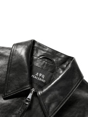 Women's Cropped Oversized Leather Jacket
