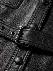 Women's Cropped Belted Leather Jacket