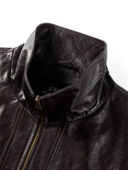 Women's Cropped Oversized Waxed Leather Jacket